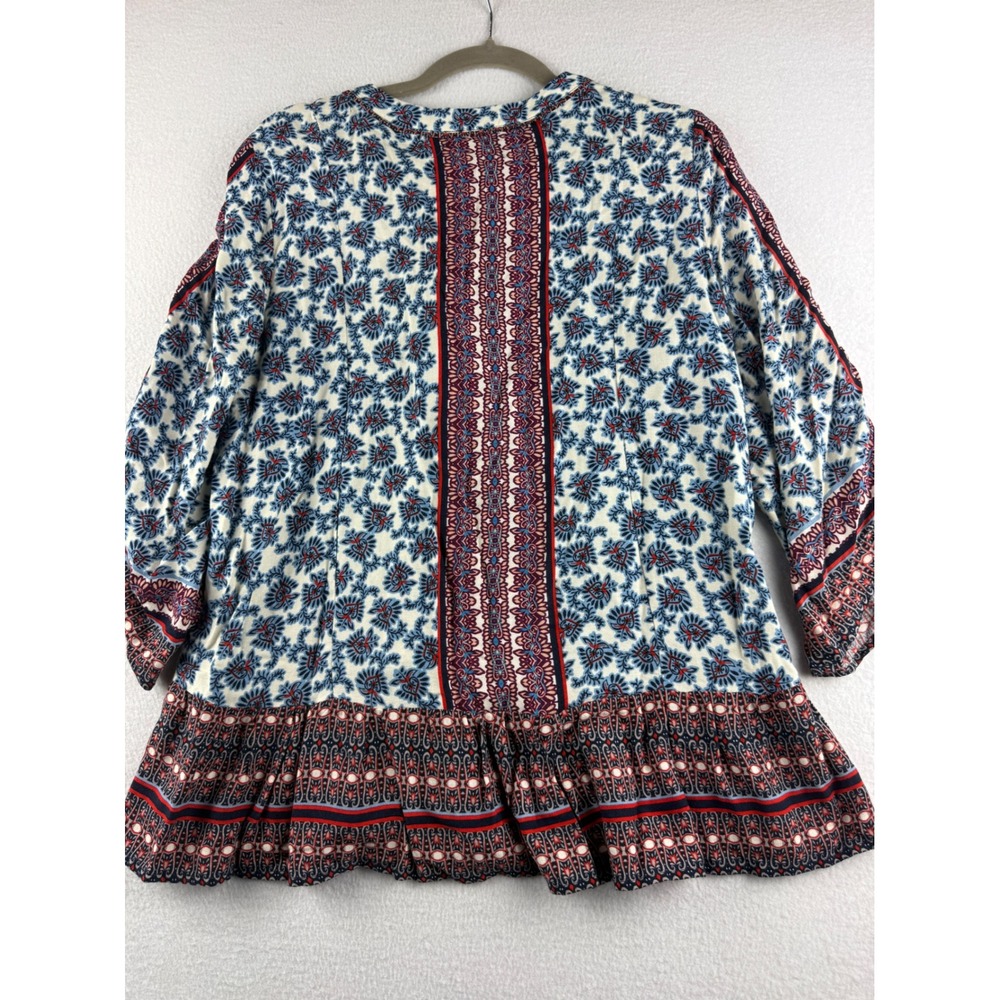 Democracy Women's  Paisley Lace Up V-Neck Peplum Blouse Top Size M B0224RSM‎ - Picture 8 of 8